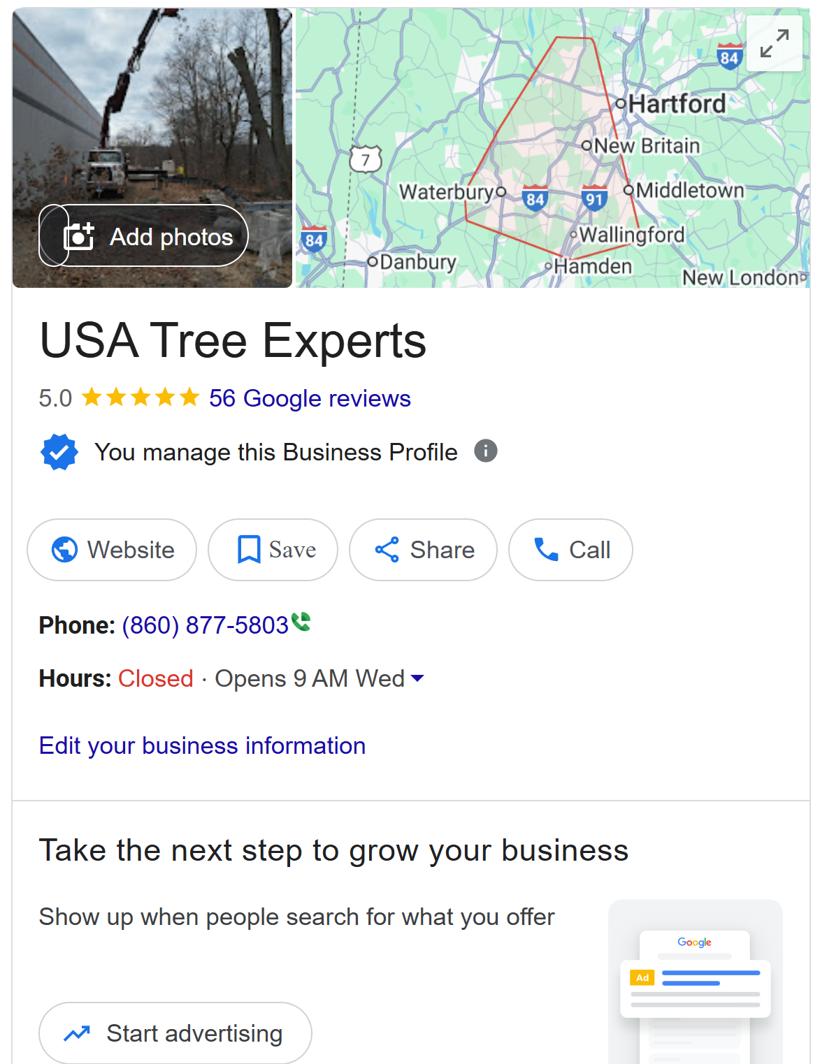 USA Tree Google Business Profile