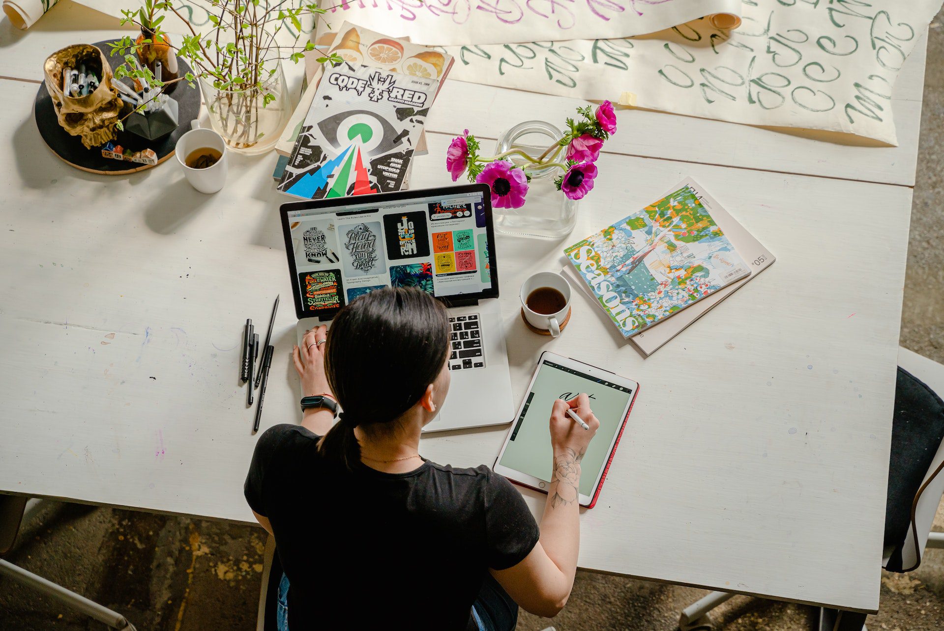 Woman working on her website 